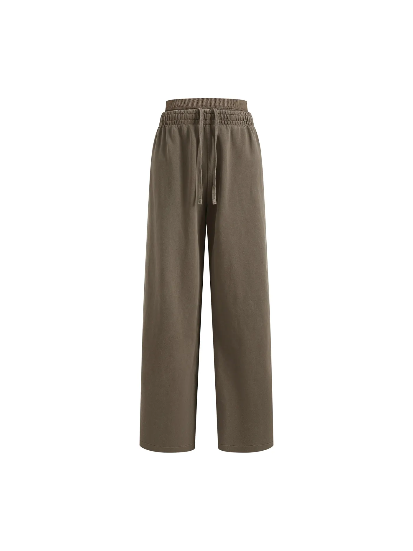 Vintage Washed Double-Waistband Pant — Mocha